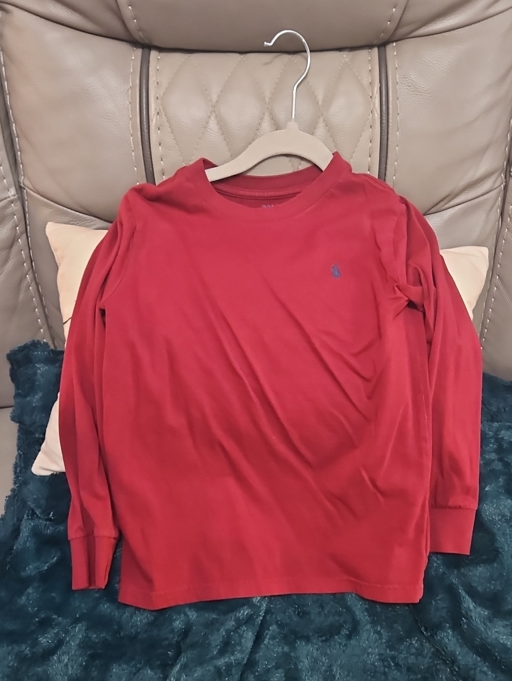 Ralph Lauren Kids Red Long-Sleeve Crewneck Tee with Embroidered Pony
